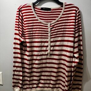 89th & Madison Red and Cream Striped Sweater, Women's Size M